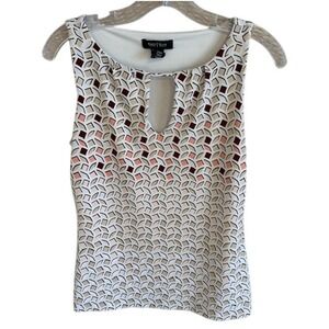 White House Black Market Women's Keyhole Neck Geometric‎ Print Tank Top XS